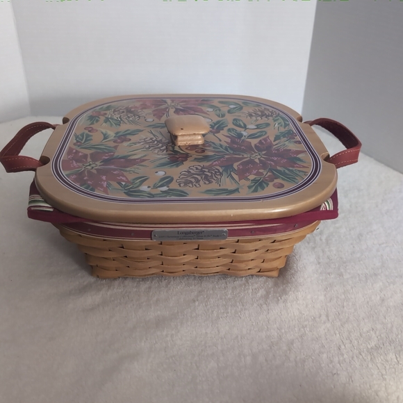 Longaberger Basket Protector Liner Lid Christmas SILVER BELLS Celebrating 25 Yrs